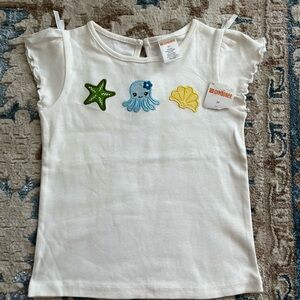 NWT ✨ Gymboree ✨ White Ruffles Sleeves Girls Tee with Sea Life and Bows, Size 3T